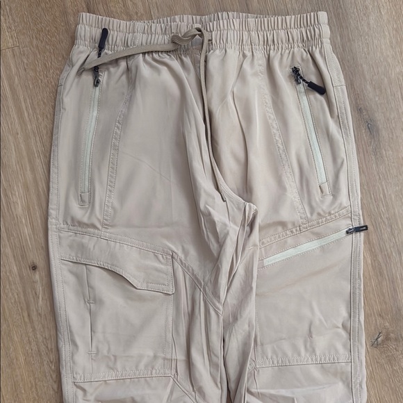 NEW Cream and Tan lightweight Cargo Joggers with Elastic Waistband - Picture 3 of 5